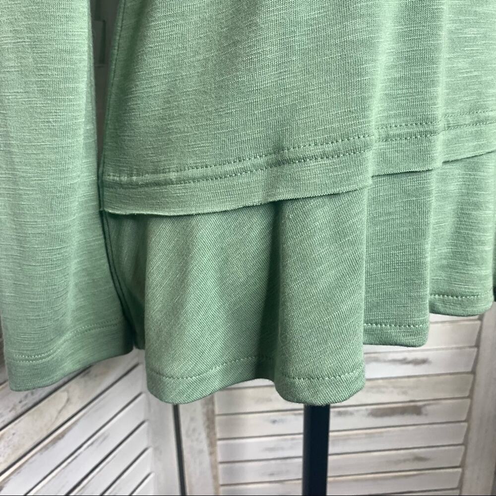 J. CREW MERCANTILE Small V Neck Lightweight Sweater Top Ruffle Hem Light Green - Picture 5 of 11